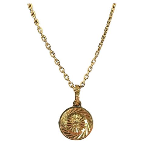 versace 18k gold necklace|14k gold versace pendant.